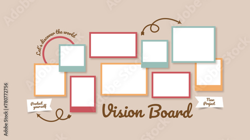 Vector photo collage template moodboard pictures grids vector illustration, vision board	