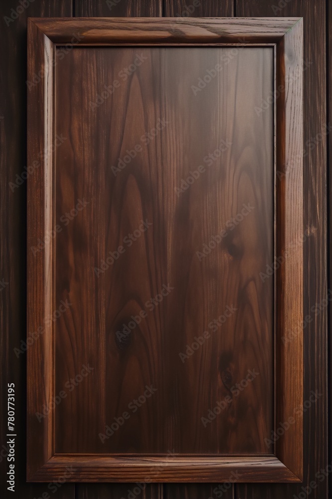 Retro dark wood grain texture background with frame