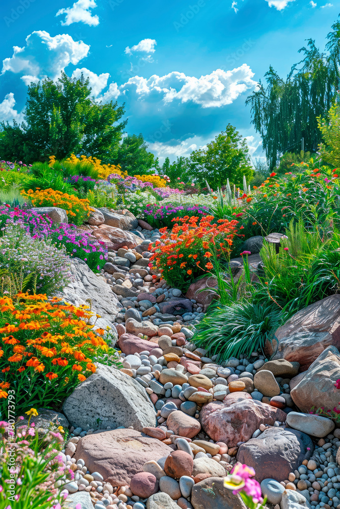 Stones and flowers are a beautiful landscape. Selective focus. Stones and flowers are a beautiful landscape. Selective focus.