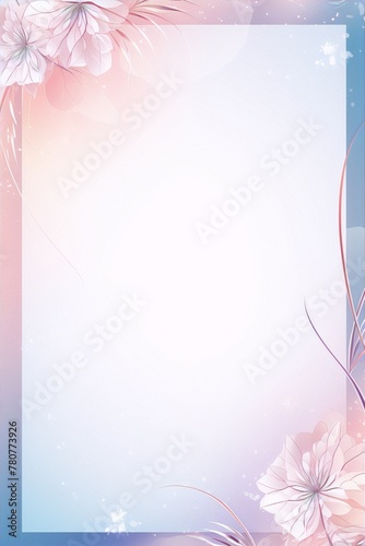 Soft pink and blue floral frame with a white background in watercolor style