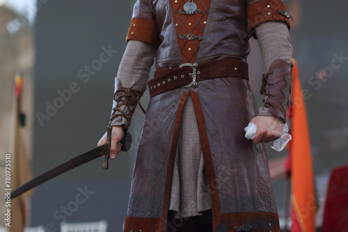 Sword and clothes of an actor impersonating Vlad Tepes (Dracula) during a performance photo