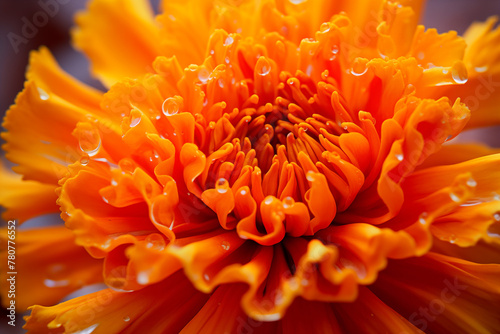 Marigold flower pistil, Macro photography