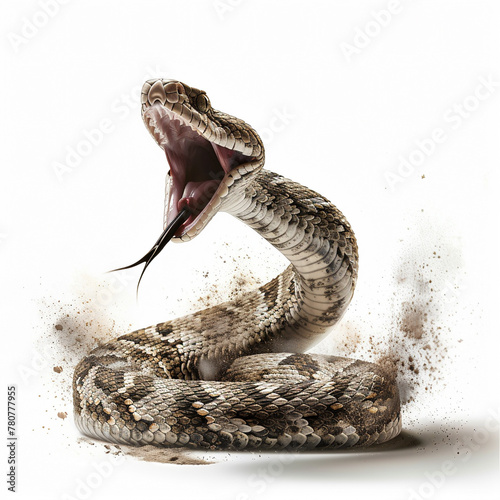 Aggressive Snake with Open Mouth Ready to Strike