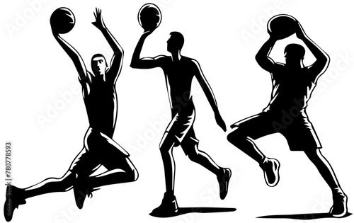 silhouettes of basketball Vector
