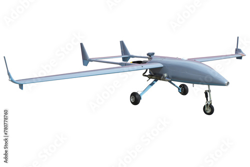 A military drone on white background. White background. Working path saved.