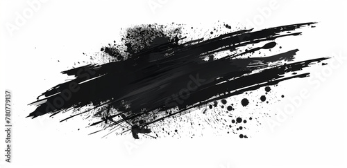 Black Ink Brush Stroke on White Background