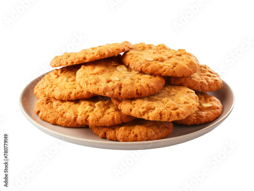 Anzac Biscuits Cookies isolated on transparent png background. Generative ai