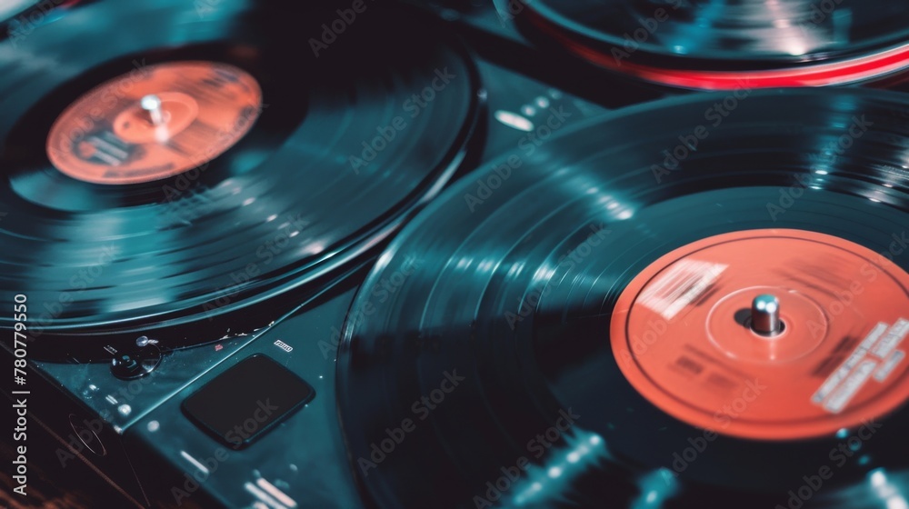 Close Up of Two Turntables on a Table