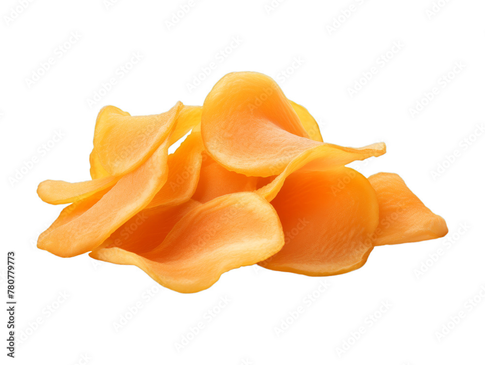Apricot Chips isolated on transparent png background. Generative ai Apricot Chips isolated on transparent png background. Generative ai