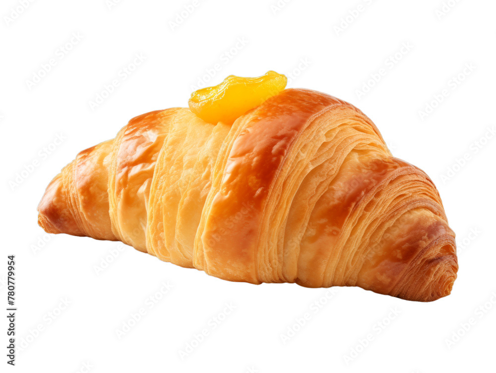 Apricot Croissant isolated on transparent png background. Generative ai