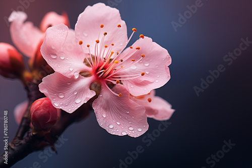Peach blossom flower pistil , Macro photography photo