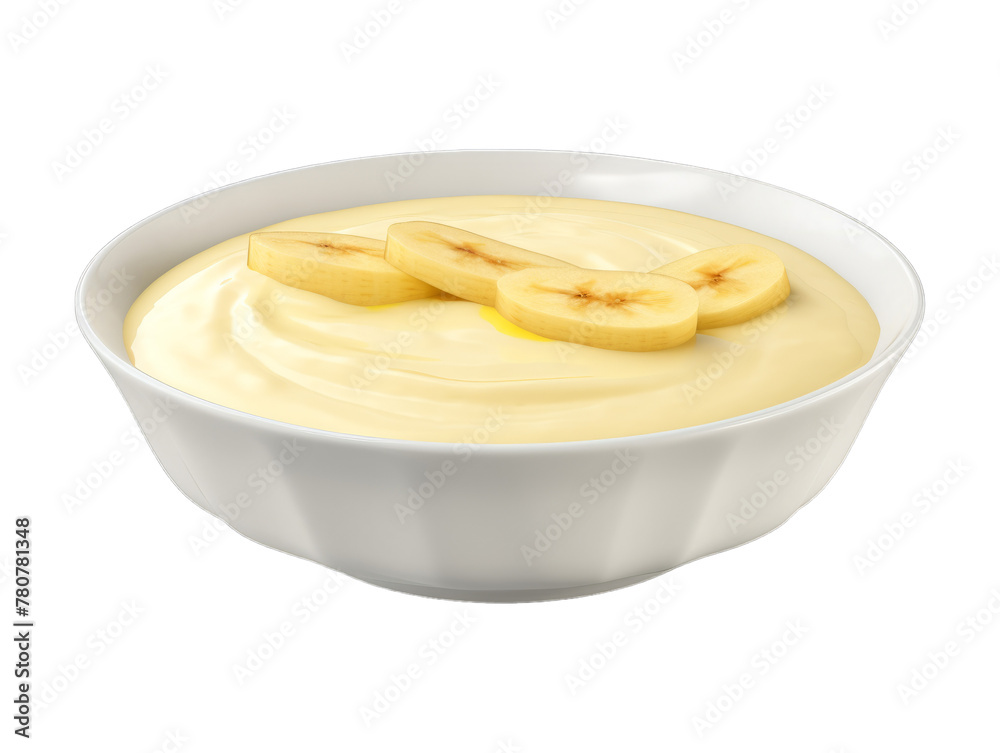 Banana Custard isolated on transparent png background. Generative ai Banana Custard isolated on transparent png background. Generative ai