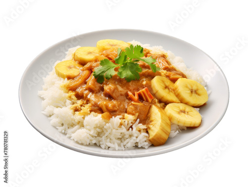 Banana Curry isolated on transparent png background. Generative ai