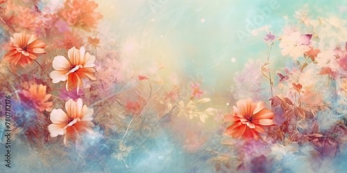 AI Generated. AI Generative. Vintage retro soft painting drawing watercolor oil floral flowers decorative bloom field wild flowers template. Graphic Art © AkimD