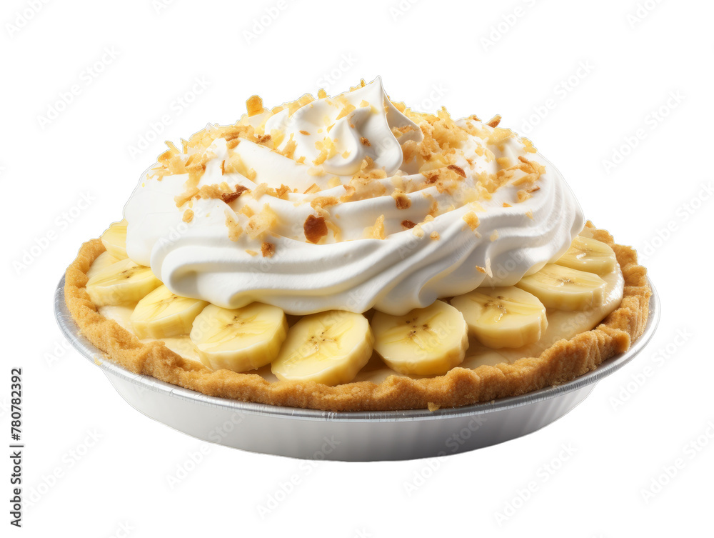 Banana Cream Pie isolated on transparent png background. Generative ai