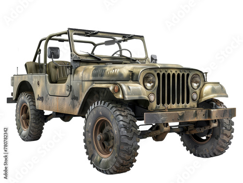 HD Military Jeep with Mounted Machine Gun