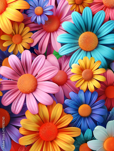 Vibrant Daisy Flowers Vector Background Illustration