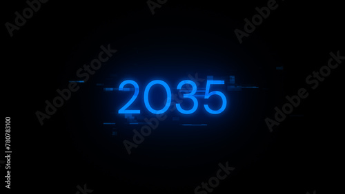 2035 text with screen effects of technological glitches
