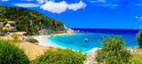  Turquoise beautiful beaches of Lefkada island, Agios Nikitas village .Greece, Ionian islands. Greek summer destinations