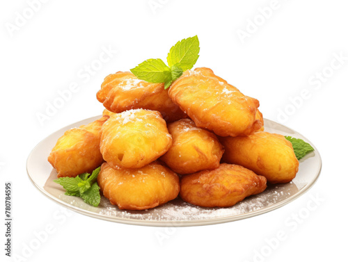 Banana Fritters isolated on transparent png background. Generative ai
