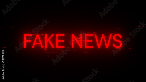 Fake news text with screen effects of technological glitches