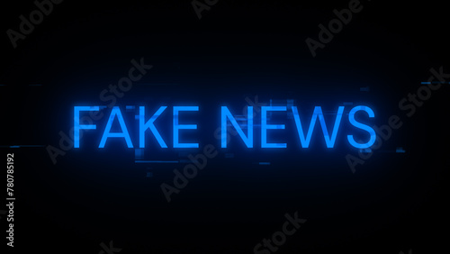 Fake news text with screen effects of technological glitches