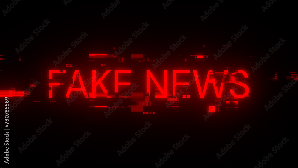 Fake news text with screen effects of technological glitches Fake news text with screen effects of technological glitches