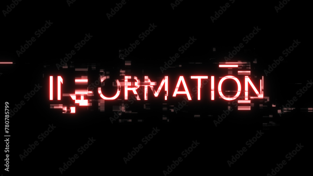 Information text with screen effects of technological glitches Information text with screen effects of technological glitches