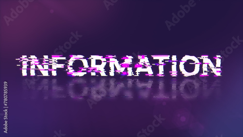 Information text with screen effects of technological glitches