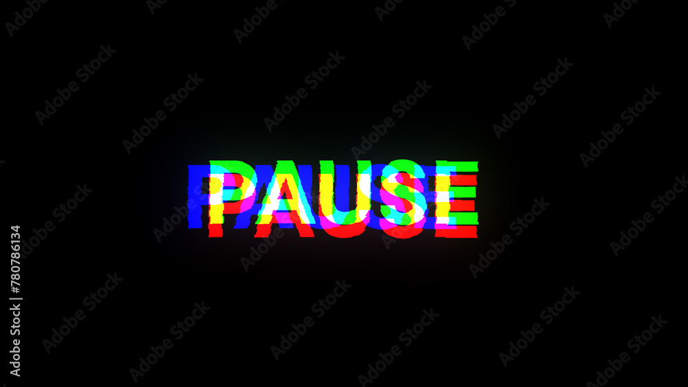 Obraz premium Pause text with screen effects of technological glitches