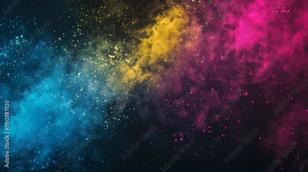 abstract background with glowing lines, blue, pink and yellow