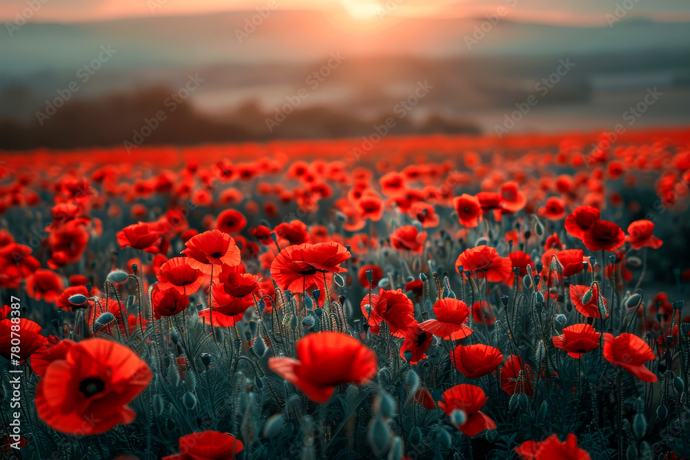 Red Poppies at Sunset