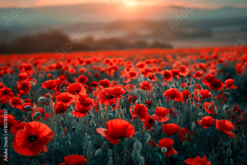 Red Poppies at Sunset