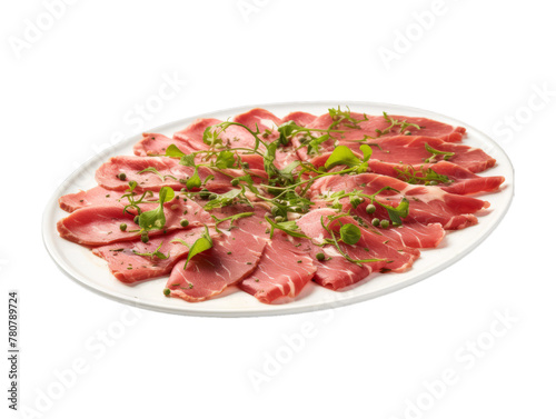 Beef Carpaccio isolated on transparent png background. Generative ai