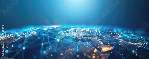 A global network connection over the planet earth.