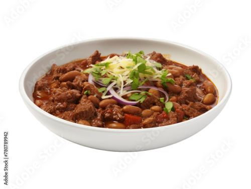 Beef Chili isolated on transparent png background. Generative ai