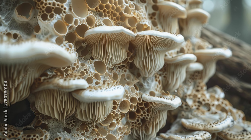 Close up of the intricate mycelium network, showcasing the fungal highway beneath our feet. Close up of the intricate mycelium network, showcasing the fungal highway beneath our feet.
