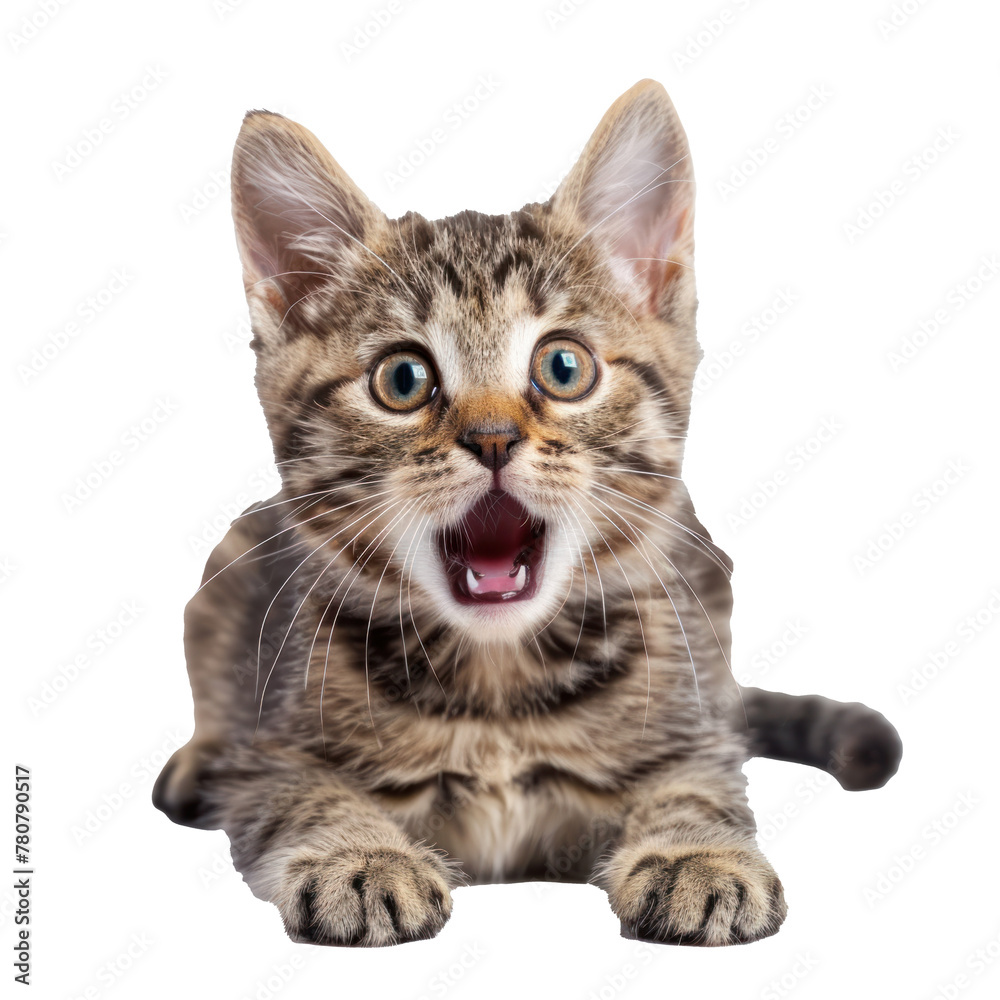 Surprised/ scared kitty isolated on solid background. Surprised/ scared kitty isolated on solid background.