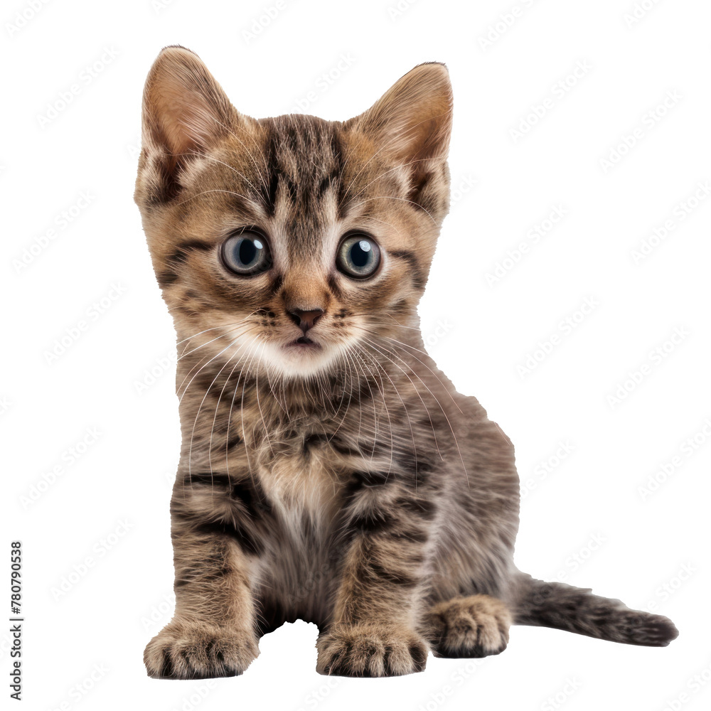 Scared kitten isolated on solid background. Scared kitten isolated on solid background.