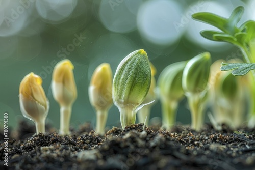 Exploring the intricate stages of seed germination, witnessing the birth of new life through the sprouting process.