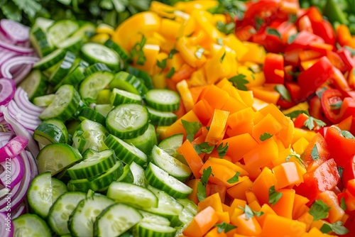 Rainbow Salad Ingredients Freshly Chopped.