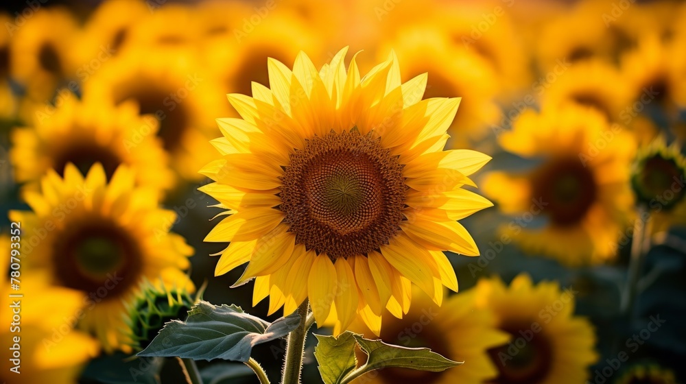 Vibrant sunflowers in a rural landscape Vibrant sunflowers in a rural landscape