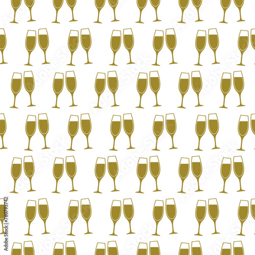 Champagne glass icon seamless pattern isolated on white background