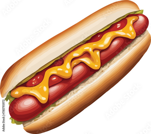 Hotdog Sandwich With Mustard And Ketchup