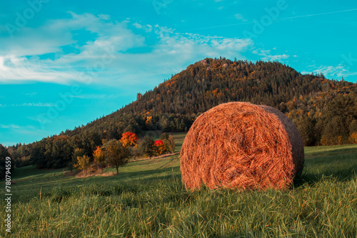 Autumnal rural idyll in the village of Karpniki in the Rudawy Janowickie Mountains, Krzyżna Góra, in the Sokoliki Mountains.