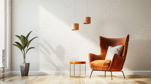 minimalist interior with armchair