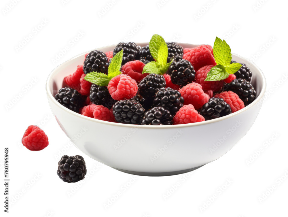 Blackberry Fruit Salad isolated on transparent png background. Generative ai Blackberry Fruit Salad isolated on transparent png background. Generative ai