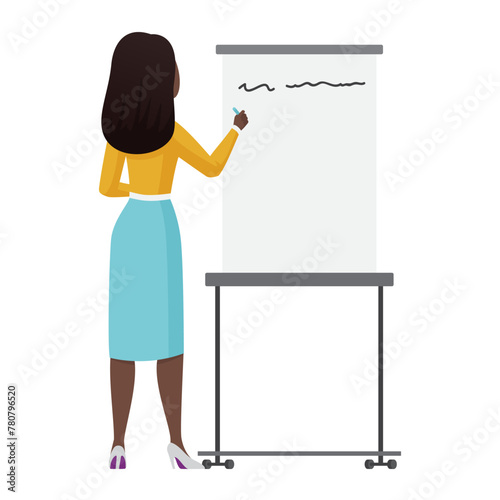 Teacher standing at whiteboard to write, lesson at school or lecture at university vector illustration © lembergvector