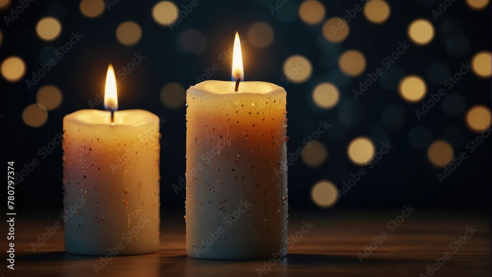 Holiday Illumination Candles Aglow with Festive Lights