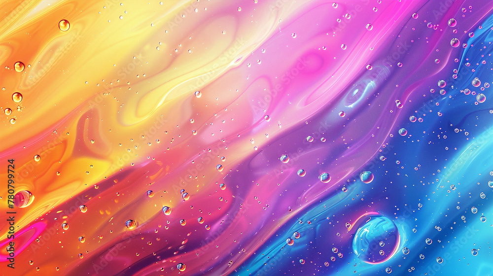 Abstract rainbow color backdrop with oil drops and waves on water surface under vivid colored rainbow neon light. futuristic high colored tech style fantasy dramatic background. Abstract rainbow color backdrop with oil drops and waves on water surface under vivid colored rainbow neon light. futuristic high colored tech style fantasy dramatic background.